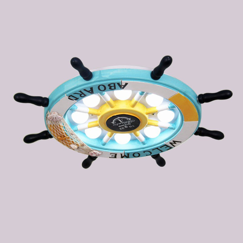 Kids Flush Mount Light Rudder Metal LED Ceiling Mount Light Fixture for Children's Room