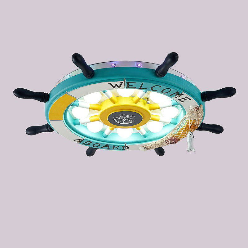 Kids Flush Mount Light Rudder Metal LED Ceiling Mount Light Fixture for Children's Room