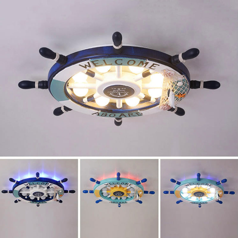 Kids Flush Mount Light Rudder Metal LED Ceiling Mount Light Fixture for Children's Room