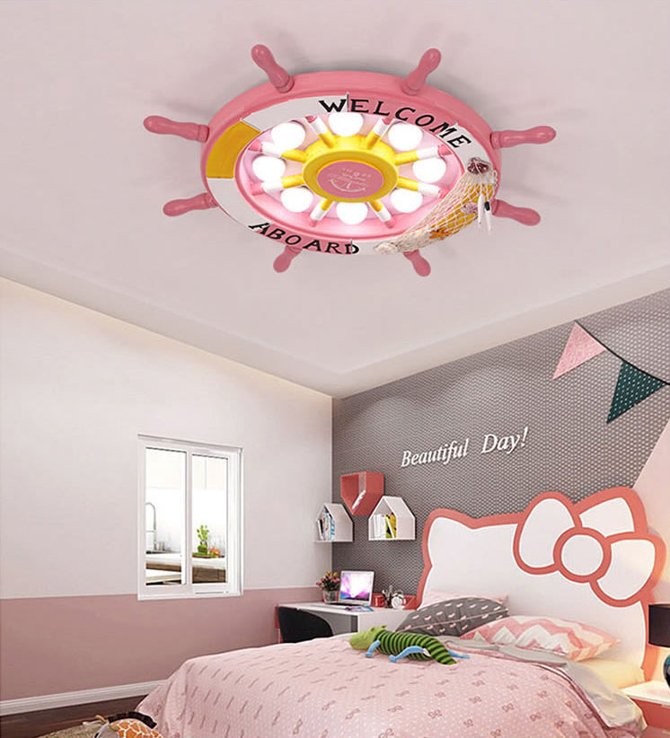 Kids Flush Mount Light Rudder Metal LED Ceiling Mount Light Fixture for Children's Room