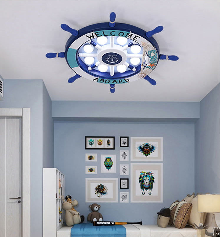 Kids Flush Mount Light Rudder Metal LED Ceiling Mount Light Fixture for Children's Room