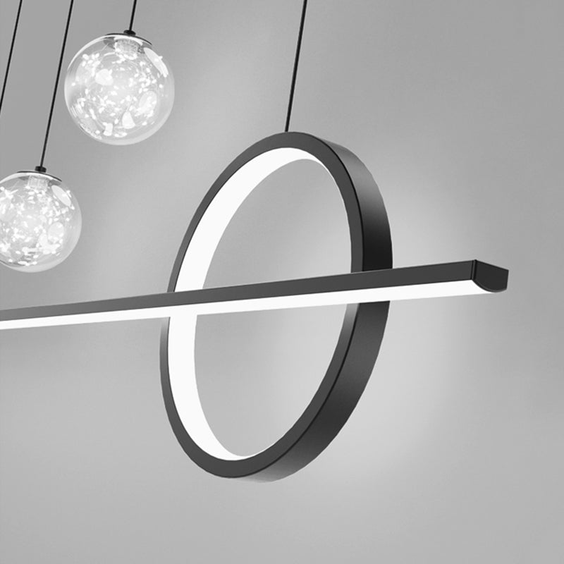 Geometric Island Lighting Modern Pendant Light Glass 4 Light Island Light Fixture in Black