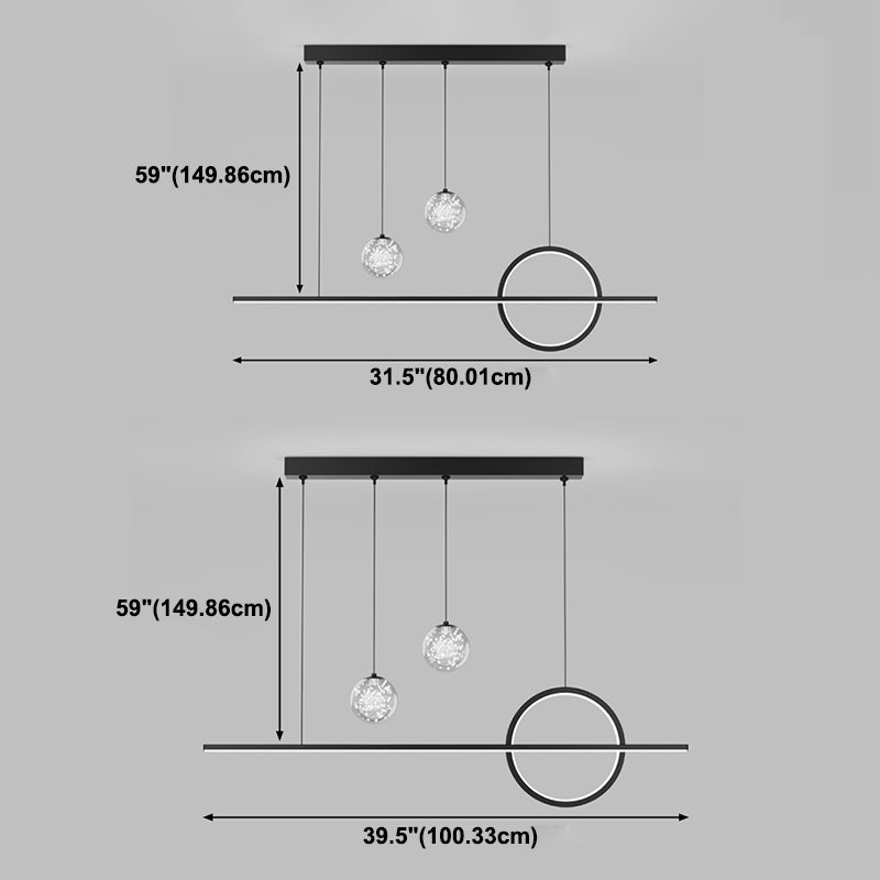Geometric Island Lighting Modern Pendant Light Glass 4 Light Island Light Fixture in Black