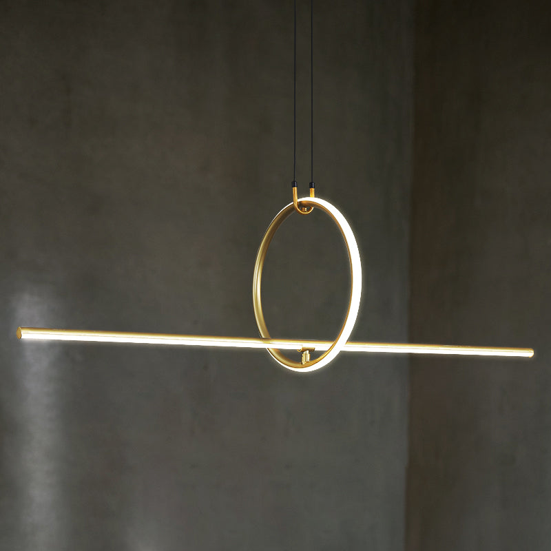 Nordic Modern Metal Chandelier Lamp Linear LED Island Pendant for Dining Room