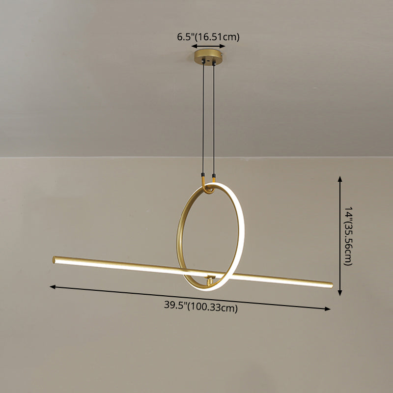 Nordic Modern Metal Chandelier Lamp Linear LED Island Pendant for Dining Room