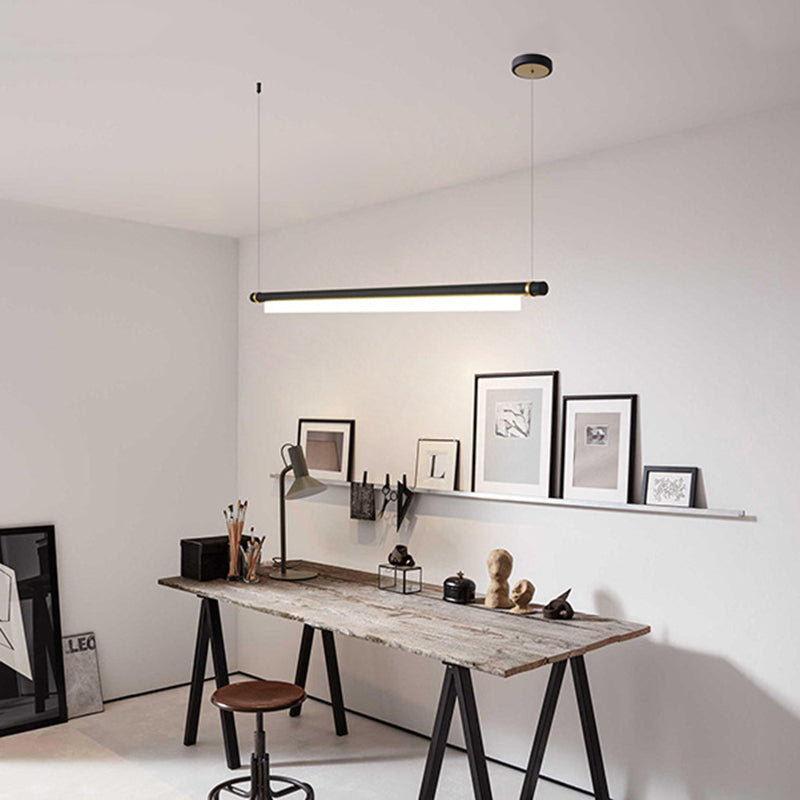 Lampada il lampadario in metallo lineare dell'illuminazione dell'isola a led moderna per sala da pranzo