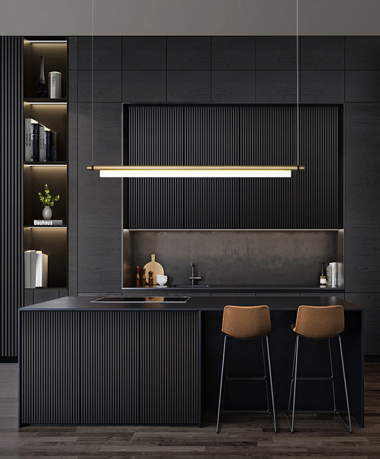 Lampada il lampadario in metallo lineare dell'illuminazione dell'isola a led moderna per sala da pranzo