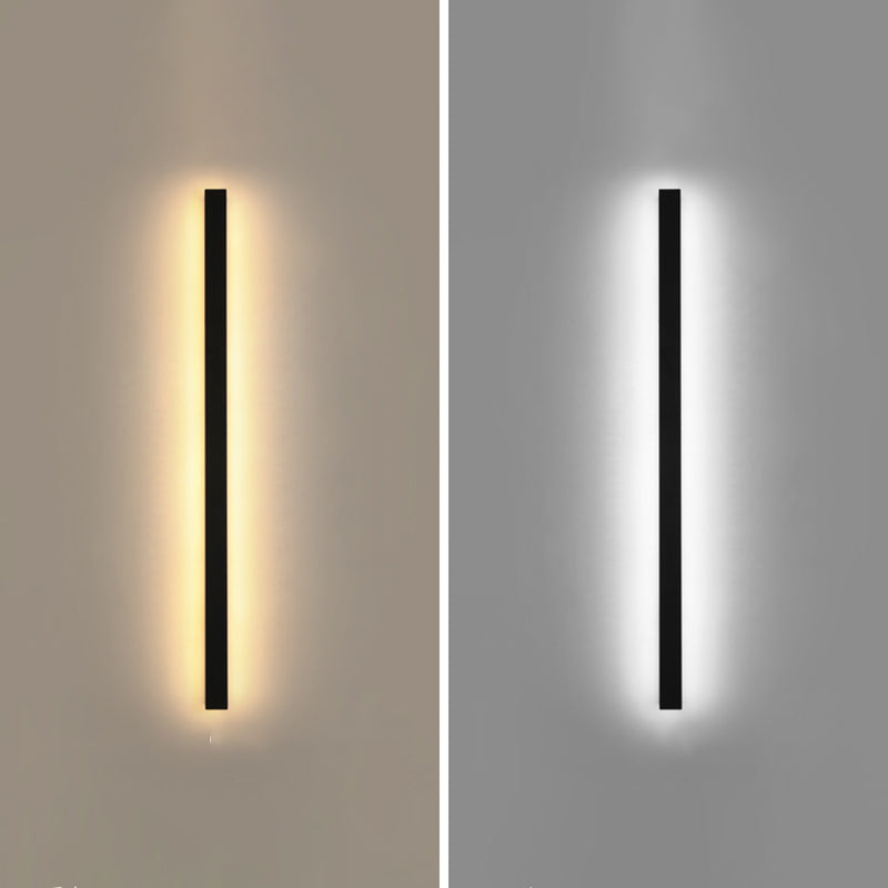 Metal Linear Shade Metal Wall Lights Modern 1 Head Wall Mount Fixture in Black