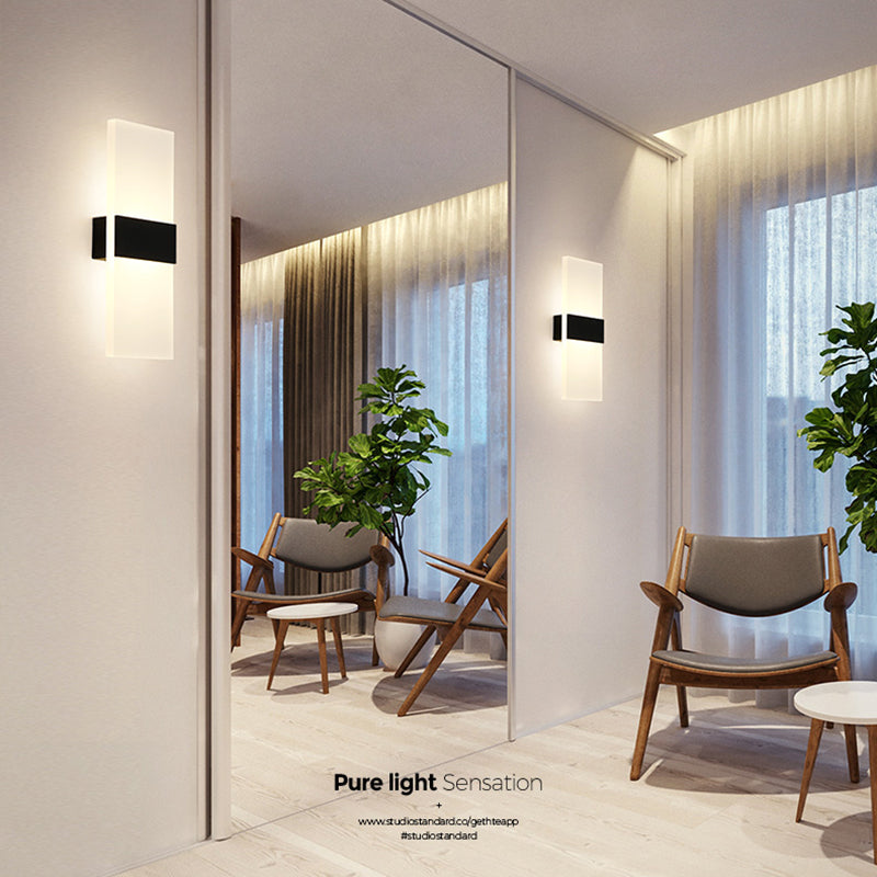 Moderno de moda simple estilo geométrico mate de pared de metal 1 apliques de luz