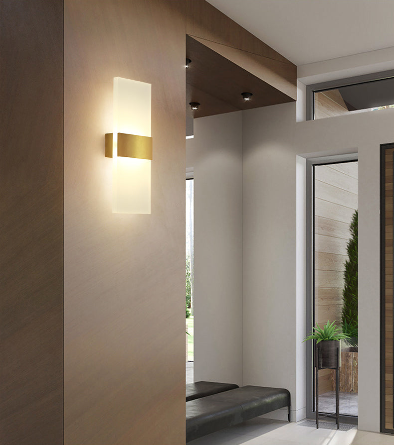 Moderno de moda simple estilo geométrico mate de pared de metal 1 apliques de luz