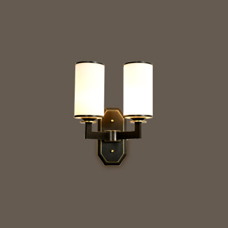 Moderno de estilo simple de estilo medio cilindro Medina de pared y vidrio 1 apliques de luz