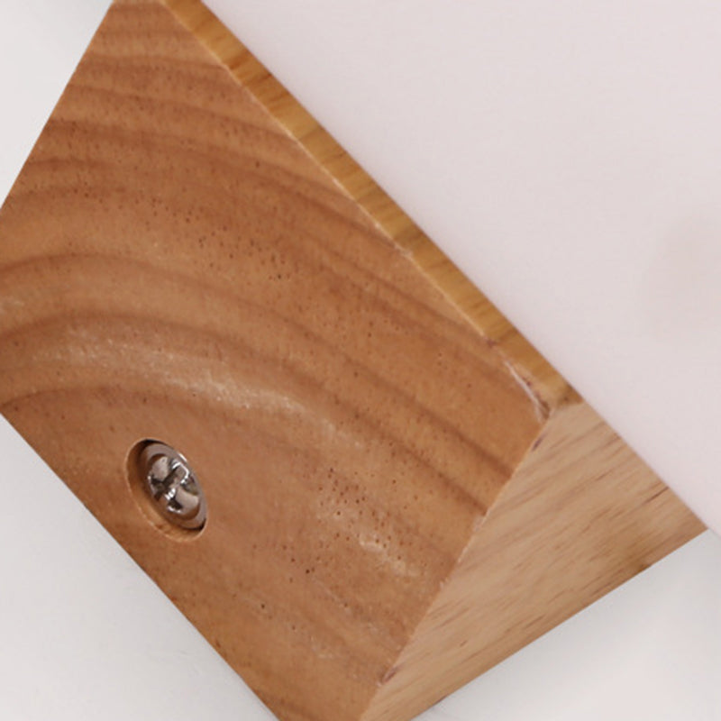 Lámpara de pared de madera de madera de pared cilíndrica moderna de pared con sombra de vidrio blanco
