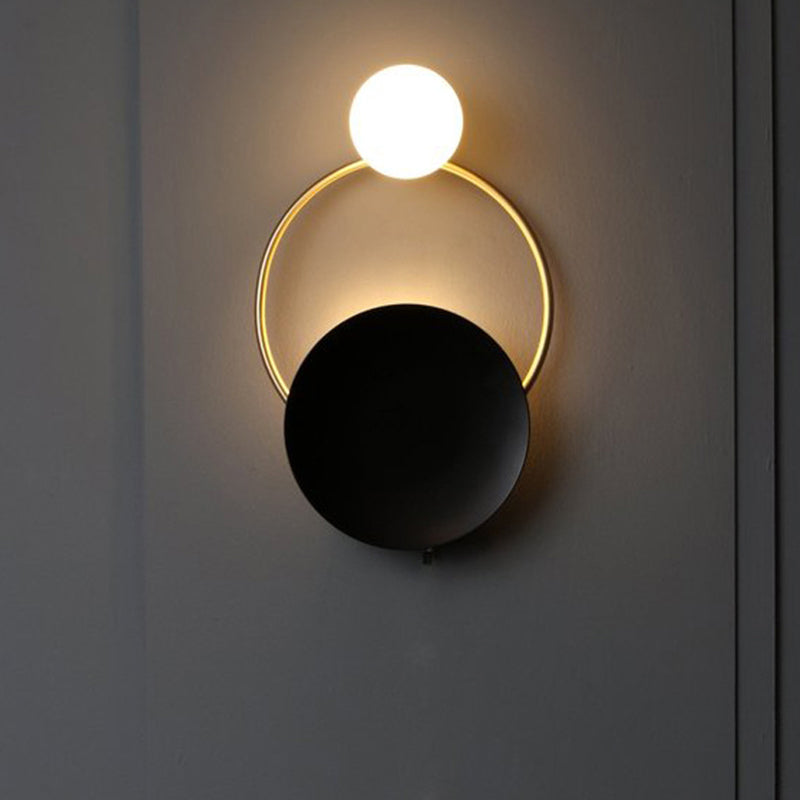 Lámpara de pared circular de hierro de pared de pared de 2 luces de lujo de lujo para espacios interiores