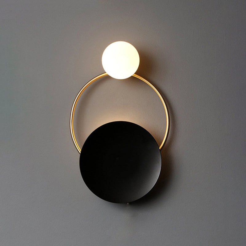 Lámpara de pared circular de hierro de pared de pared de 2 luces de lujo de lujo para espacios interiores