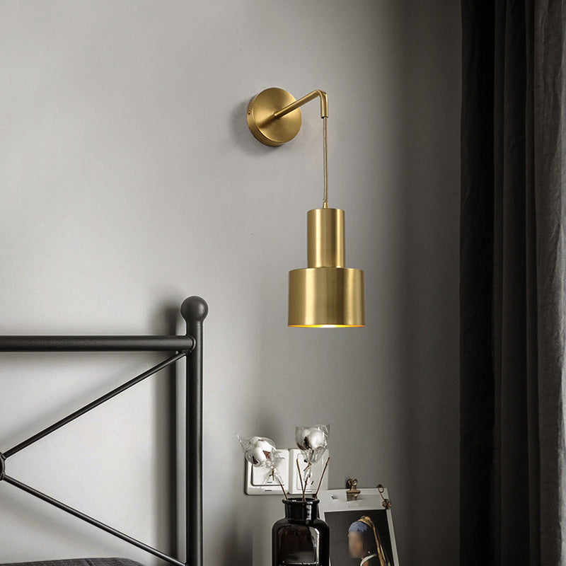Lámpara de pared colgante artística moderna Luz de pared cilíndrica de cobre para espacios interiores