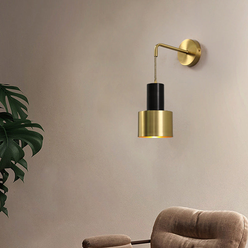 Lámpara de pared colgante artística moderna Luz de pared cilíndrica de cobre para espacios interiores