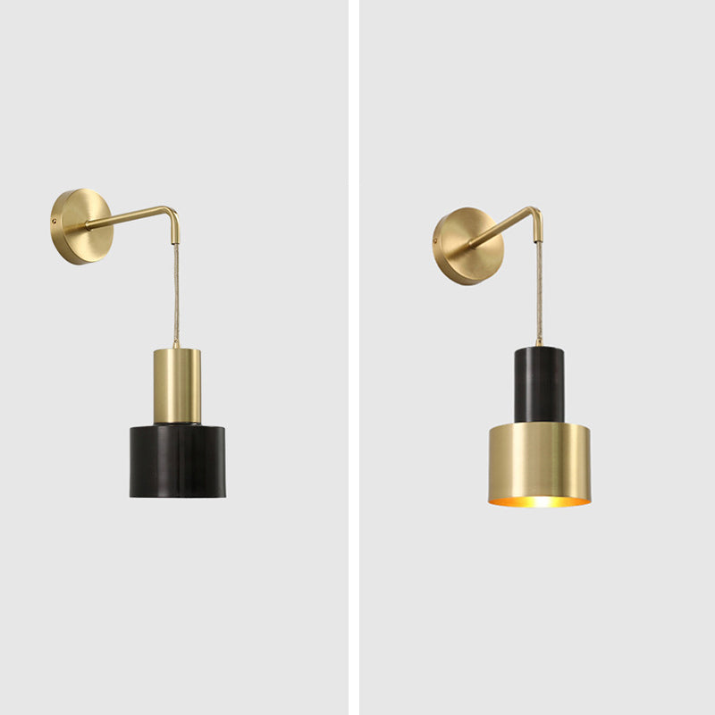 Lámpara de pared colgante artística moderna Luz de pared cilíndrica de cobre para espacios interiores