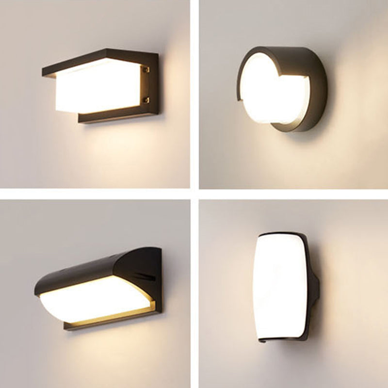 Geometric Shade Wall Lighting Modern Style Metal 1 Light Sconce Light in Black