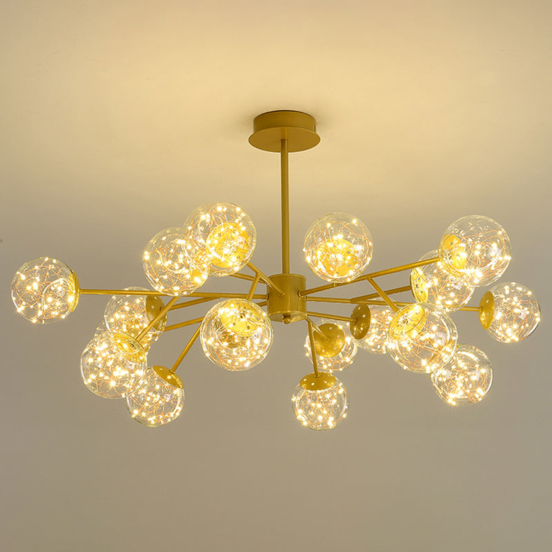Modern Globe Pendant Chandelier Glass 18 Lights Chandelier for Living Room