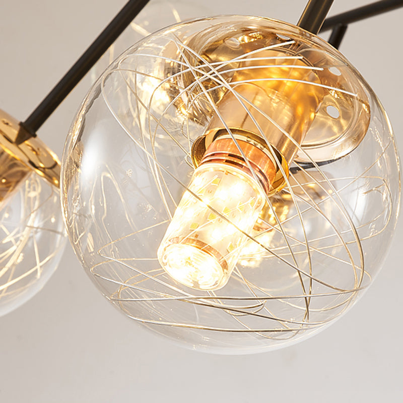 Modern Chandelier Lights Globe-Shaped Pendant Lights Glass Pendant Chandelier for Dining Room