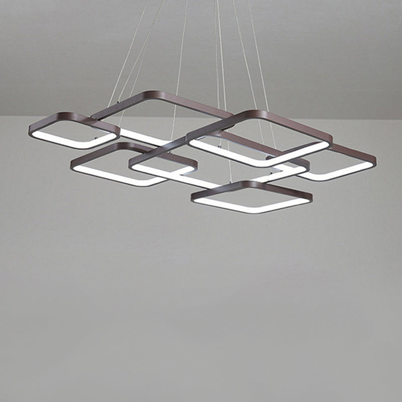 Brown Aluminum Hanging Pendant Lights Modern Hanging Lamps for Living Room