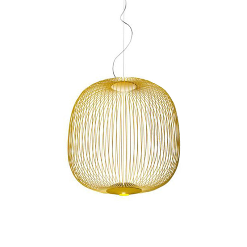 Simple Metal Hanging Light, Globe and Cage Shade 2-Light Hanging Lighting