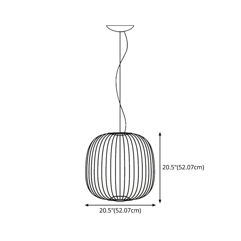Simple Metal Hanging Light, Globe and Cage Shade 2-Light Hanging Lighting