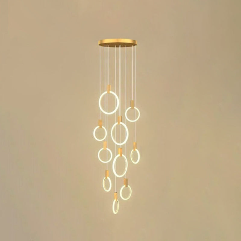 Modern Luxury LED Pendant Light Aluminium Circular Hanging Lamp with Acrylic Shade