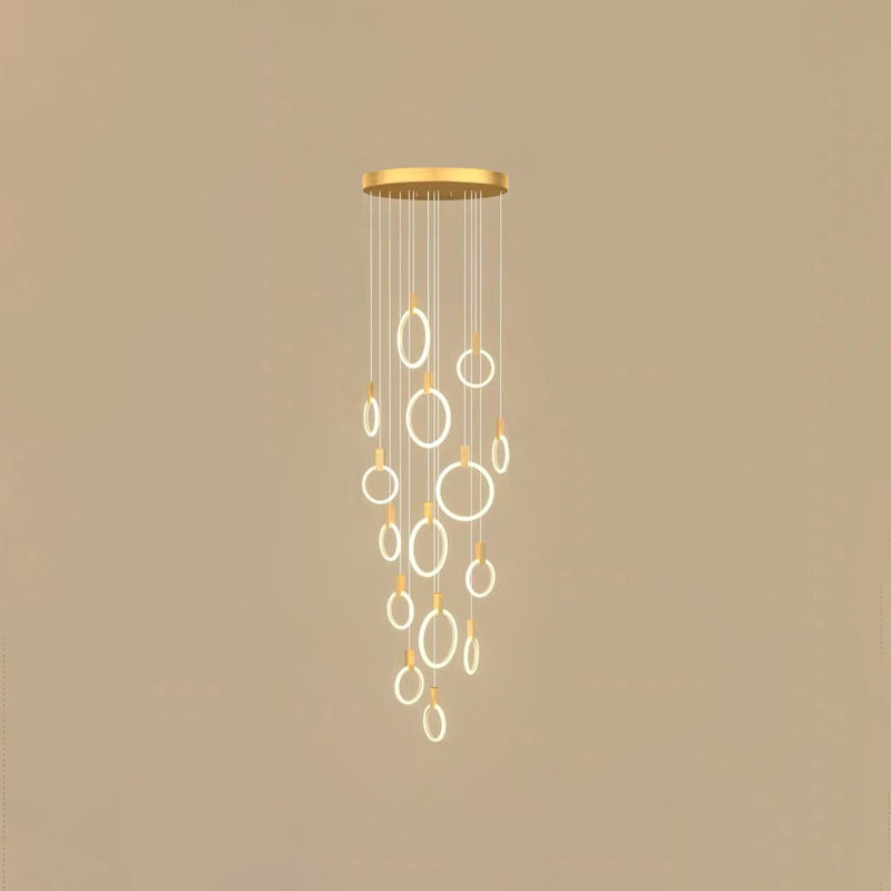 Modern Luxury LED Pendant Light Aluminium Circular Hanging Lamp with Acrylic Shade
