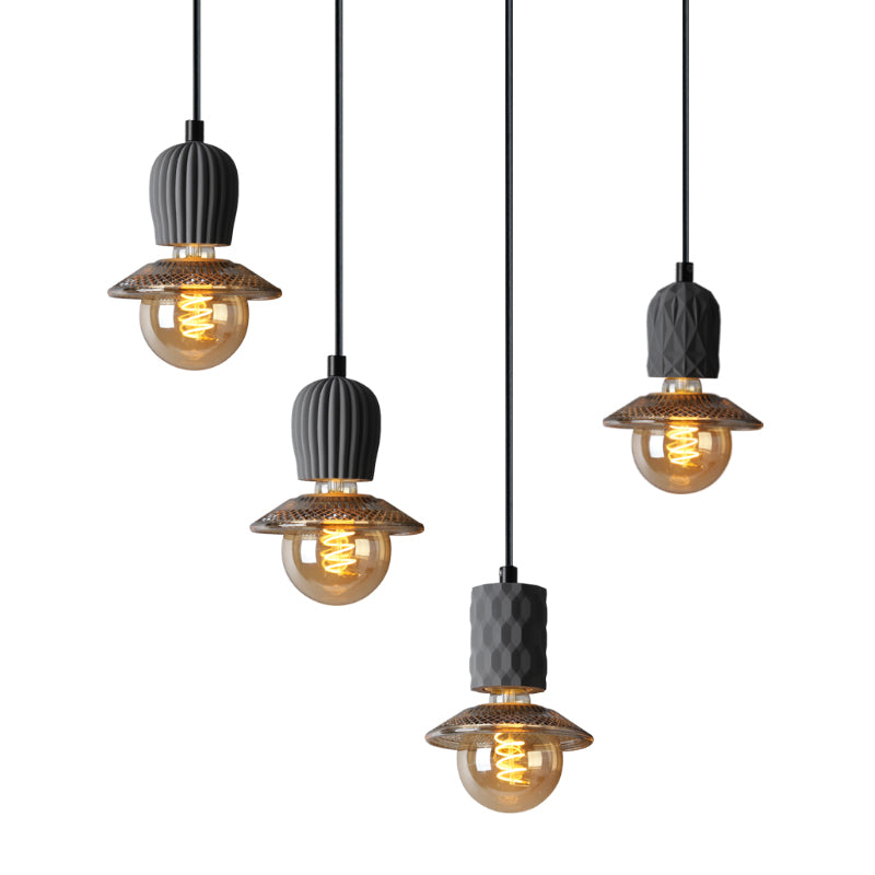 1-Light Cement Suspended Lighting Fixture Modern Pendant Light Kit for Dining Room