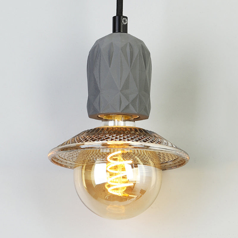 1-Light Cement Suspended Lighting Fixture Modern Pendant Light Kit for Dining Room