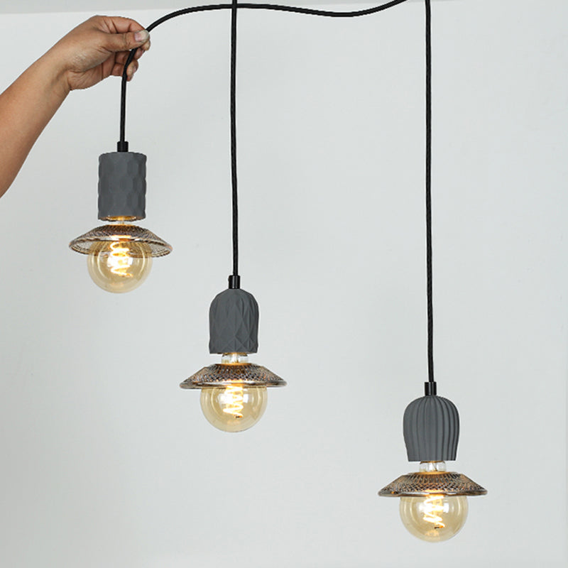 1-Light Cement Suspended Lighting Fixture Modern Pendant Light Kit for Dining Room