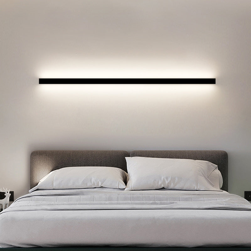 Moderner einfacher Stil Linearer Schatten Wandleuchten Metal 1 Leichte Leuchten im schwarzen Finish