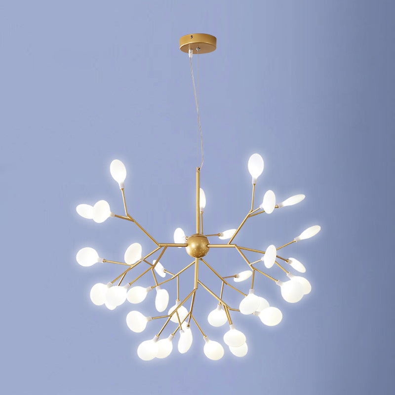 Acrylic Gold Pendant Light in Modern Luxury Style Wrought Iron Firefly Hanging Lamp for Living Room