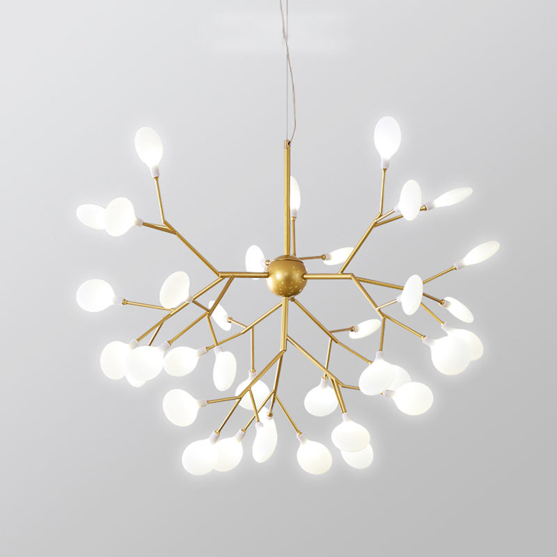 Acrylic Gold Pendant Light in Modern Luxury Style Wrought Iron Firefly Hanging Lamp for Living Room