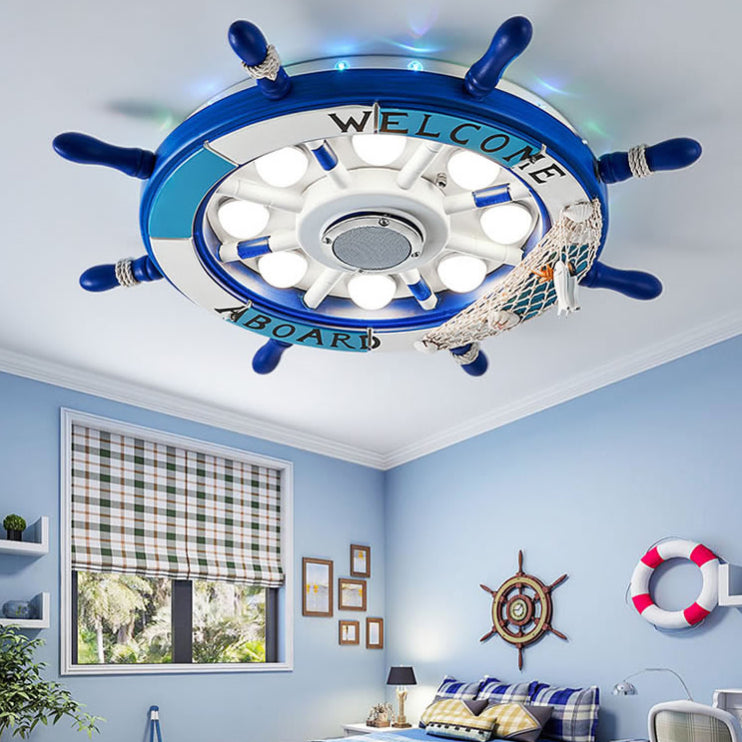 Kids Flush Mount Light Rudder Metal LED Ceiling Mount Light Fixture for Children's Room