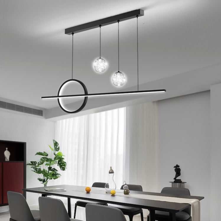 Geometrische eilandverlichting Moderne hanglamp glas 4 lichte eiland verlichtingsarmatuur in zwart