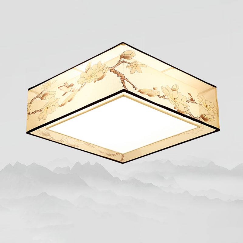 Luminaire monté au plafond géométrique pour chambre à coucher, luminaire encastré blanc en tissu Simple