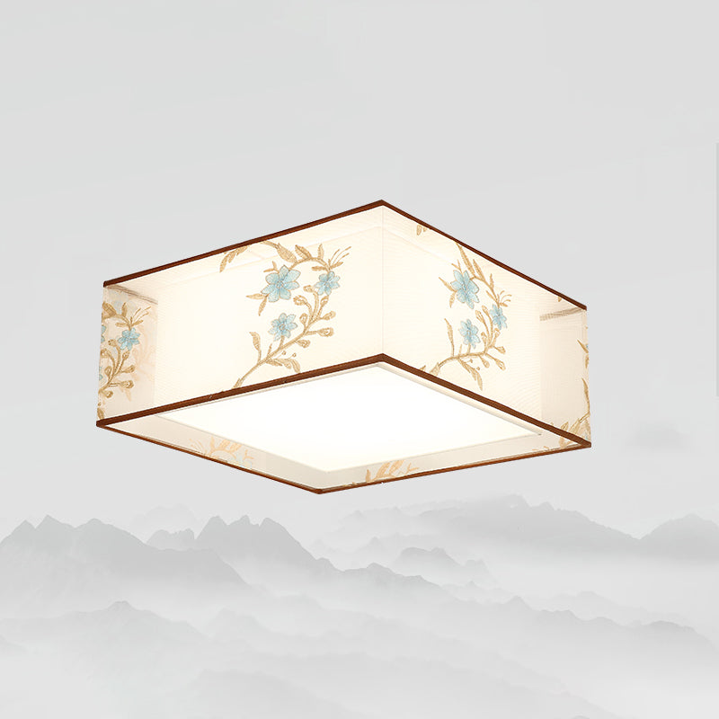 Luminaire monté au plafond géométrique pour chambre à coucher, luminaire encastré blanc en tissu Simple