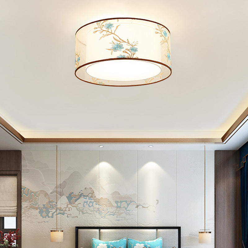 Luminaire monté au plafond géométrique pour chambre à coucher, luminaire encastré blanc en tissu Simple