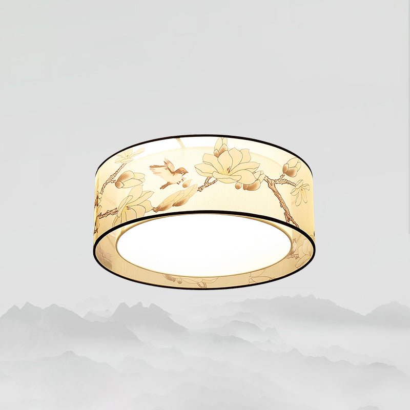 Luminaire monté au plafond géométrique pour chambre à coucher, luminaire encastré blanc en tissu Simple