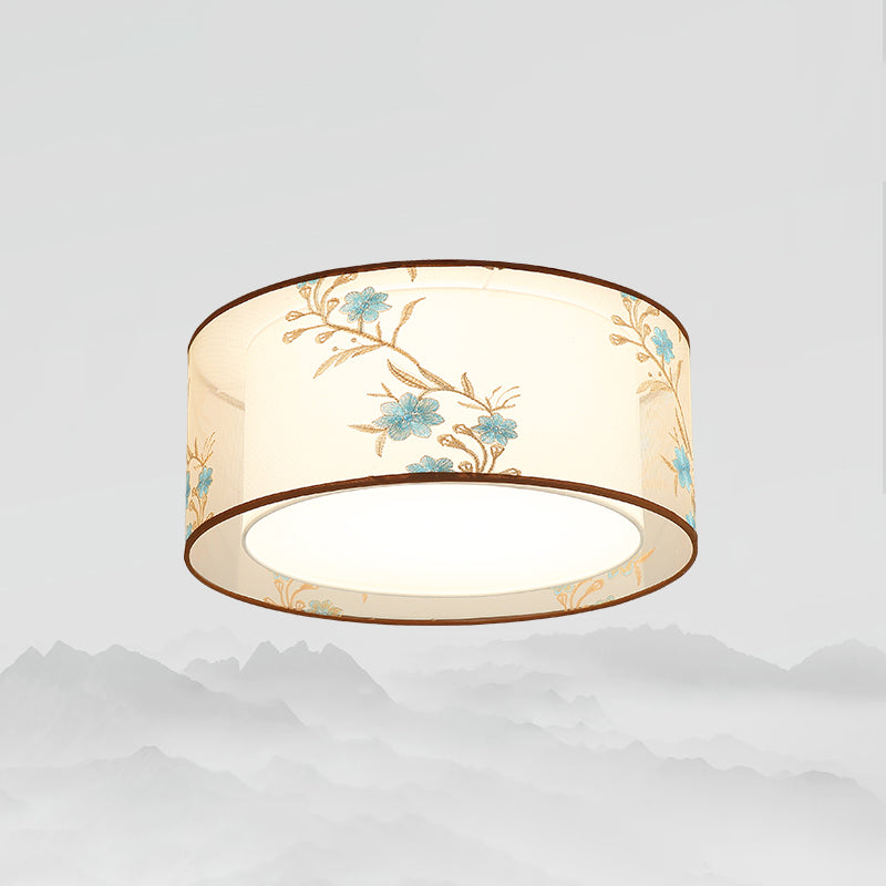 Luminaire monté au plafond géométrique pour chambre à coucher, luminaire encastré blanc en tissu Simple