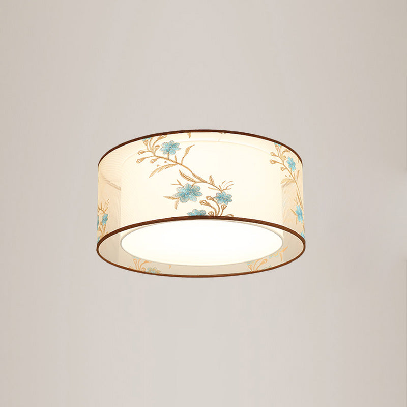 Luminaire monté au plafond géométrique pour chambre à coucher, luminaire encastré blanc en tissu Simple