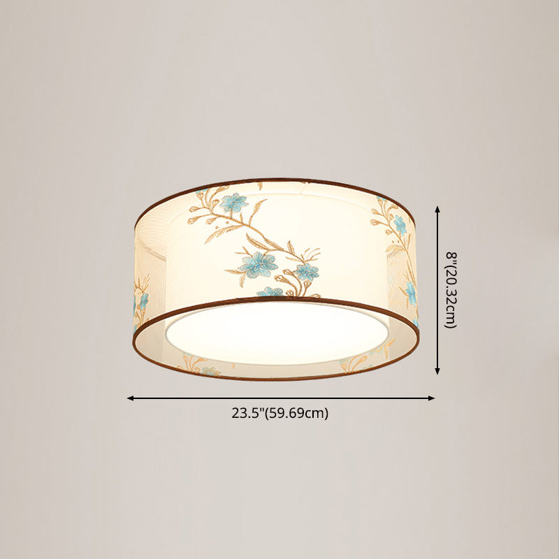 Luminaire monté au plafond géométrique pour chambre à coucher, luminaire encastré blanc en tissu Simple