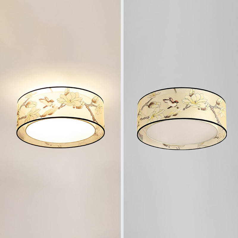 Luminaire monté au plafond géométrique pour chambre à coucher, luminaire encastré blanc en tissu Simple