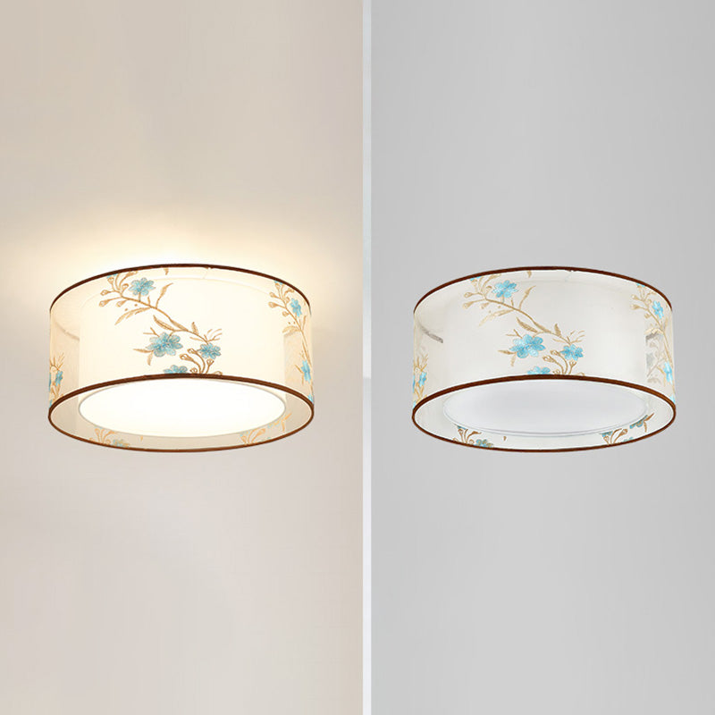 Luminaire monté au plafond géométrique pour chambre à coucher, luminaire encastré blanc en tissu Simple