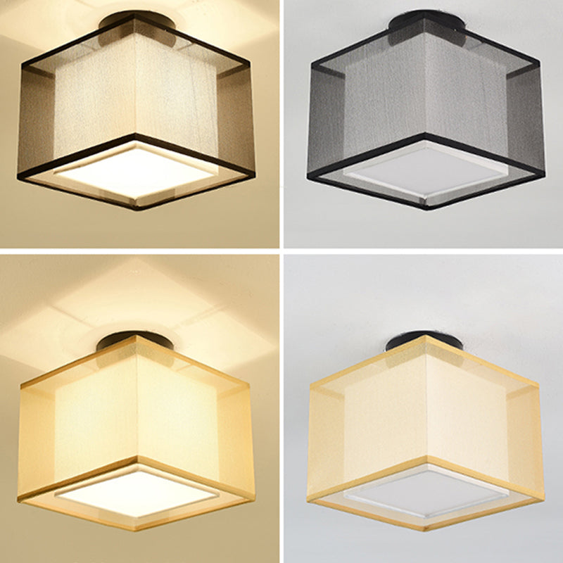 Beige Light Fixtures Asia Style Fabric Flush Light for Living Room Dining Room