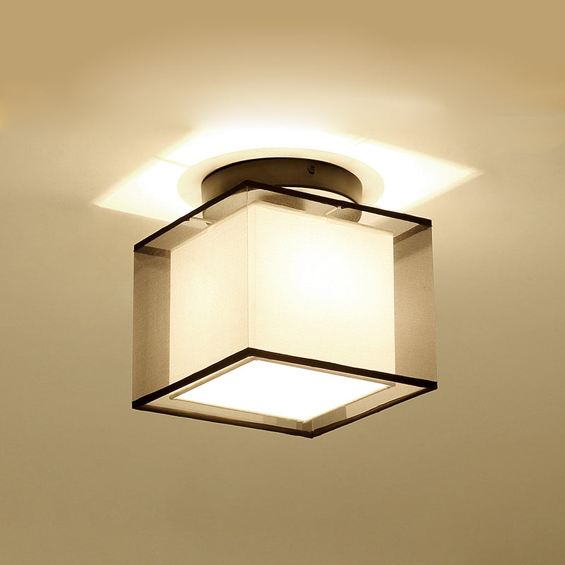 Plafonnier encastré en tissu chinois pour salon salle à manger bronze / noir