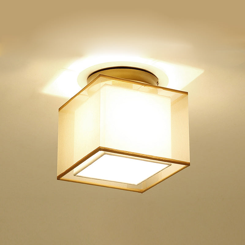 Plafonnier encastré en tissu chinois pour salon salle à manger bronze / noir