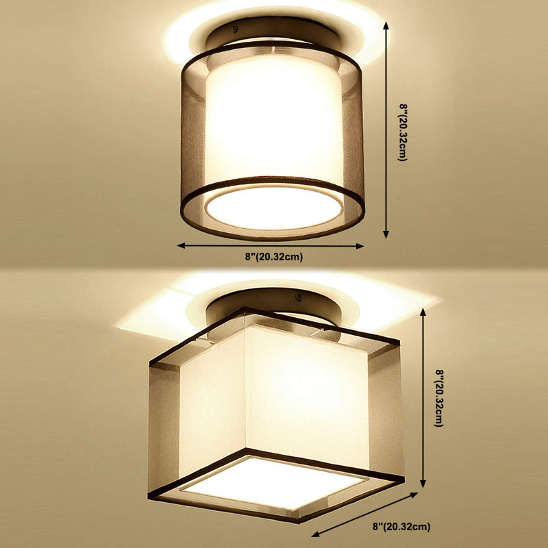 Plafonnier encastré en tissu chinois pour salon salle à manger bronze / noir